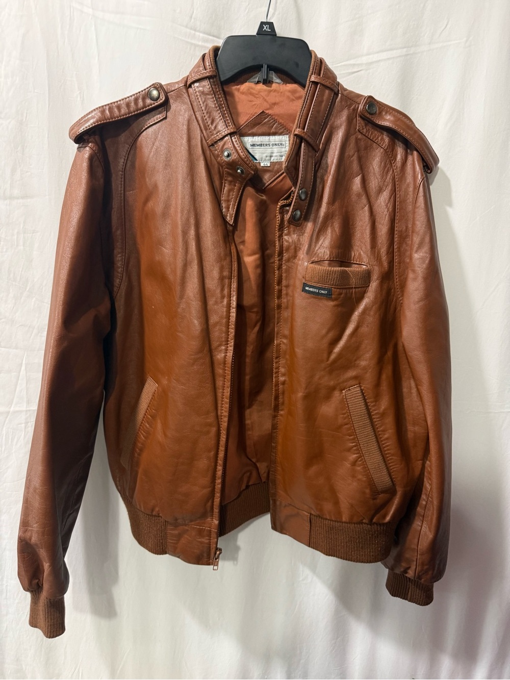 Members Only Chestnut Brown Leather Bomber Jacket
